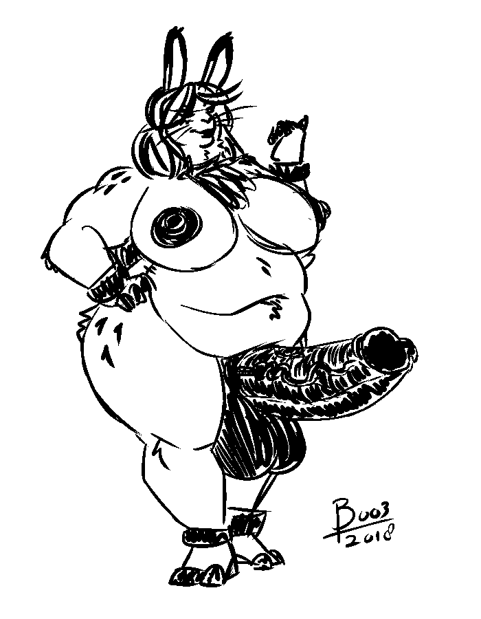 balls boo3 breasts ed_(boo3) hyper intersex lagomorph mammal nipples overweight penis rabbit slightly_chubby