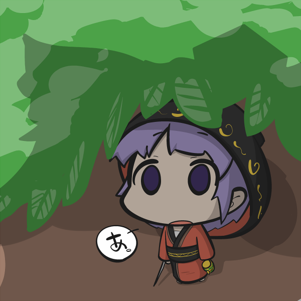 bad_id bad_pixiv_id bowl from_above inunoko. japanese_clothes leaf mallet minigirl needle purple_hair shade shadow short_hair solo sukuna_shinmyoumaru touhou