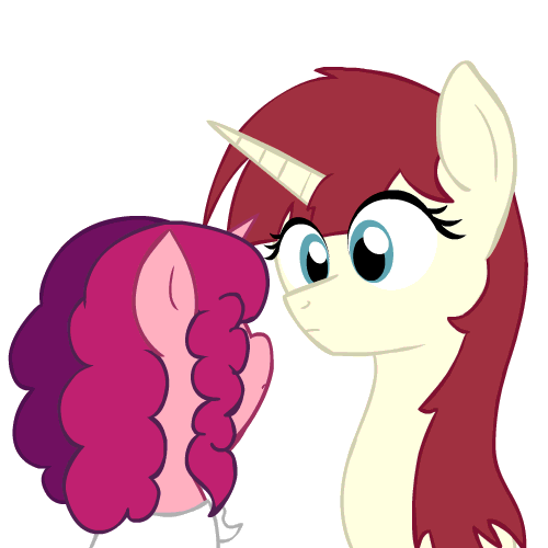 animated boop cute duo equine female fur hair horn lauren_faust long_hair mammal marker_pony_(character) my_little_pony open_mouth pink_fur pink_hair plain_background red_hair teal_eyes transparent_background two_tone_hair unicorn yellow_fur young