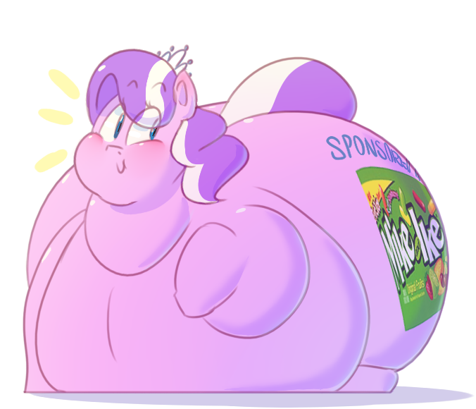 cub cute diamond_tiara_(mlp) earth_pony equine friendship_is_magic hair horse mammal mike_and_ike morbidly_obese multi-colored_hair my_little_pony overweight pink_skin pony purple_hair secretgoombaman12345 smile sponsor young