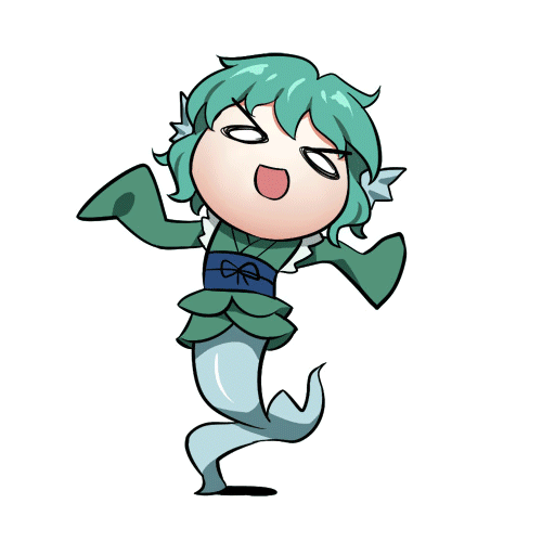 animated animated_gif blue_hair bobomaster head_fins japanese_clothes kimono lowres md5_mismatch mermaid monster_girl short_hair simple_background solo touhou ugoira wakasagihime
