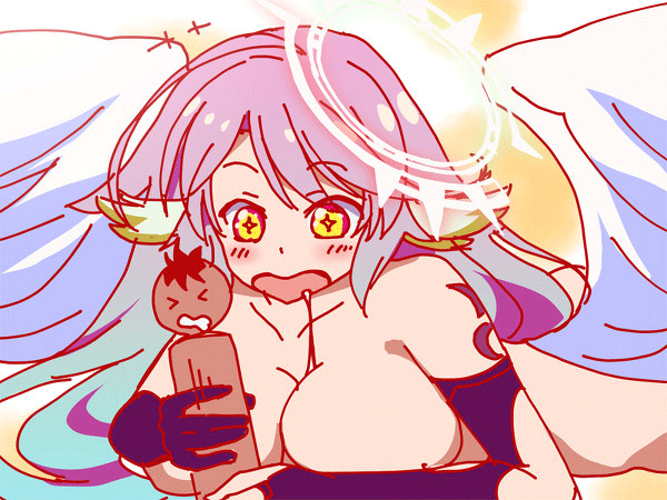 animal_ears animated animated_gif bad_id bad_pixiv_id breasts drooling excited gloves halo handjob huge_breasts jibril_(no_game_no_life) no_game_no_life nude penis pink_hair poncho_s sexually_suggestive star star-shaped_pupils symbol-shaped_pupils tattoo ugoira wings yellow_eyes