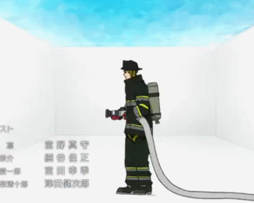 1boy animated animated_gif firefighter_uniform free! future_fish male male_focus solo tachibana_makoto