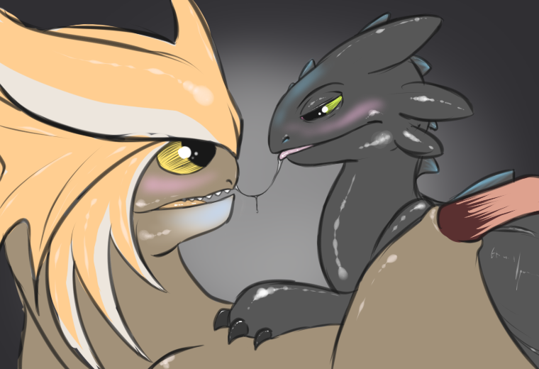 blush cloudjumper dragon duo how_to_train_your_dragon male night_fury saliva scalie synad toothless