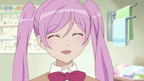 animated animated_gif blood kasugano_urara_(sabagebu!) lowres punch punching purple_hair sabagebu! smile twintails