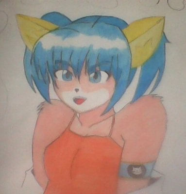 cat feline female fur hair kadeathnas_(artist) mammal orange_fur original traditional_media yellow_ears