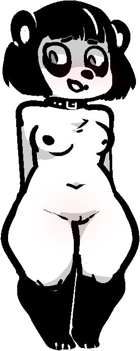 alpha_channel anthro bear biped black_hair breasts female genitals giant_panda hair jam_(artist) mammal pussy simple_background solo transparent_background