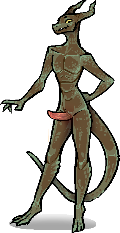 3_toes 4_fingers alpha_channel anthro biped erection feet fingers genitals horn jam_(artist) male penis scalie simple_background smile solo tail toes transparent_background