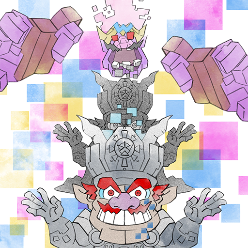 1boy big_nose cleft_chin crown disembodied_limb facial_hair glitch looking_at_viewer mustache official_art open_mouth pointy_ears red_eyes red_hair takeuchi_kou thick_eyebrows third-party_source wario wario_bug warioware warioware:_get_it_together!