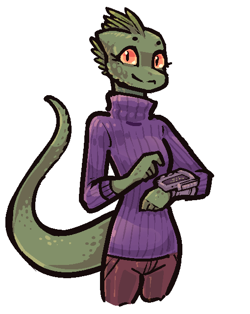 alpha_channel anthro biped clothing female fingers green_body jam_(artist) purple_clothing purple_sweater purple_topwear scalie simple_background solo sweater tail topwear transparent_background turtleneck