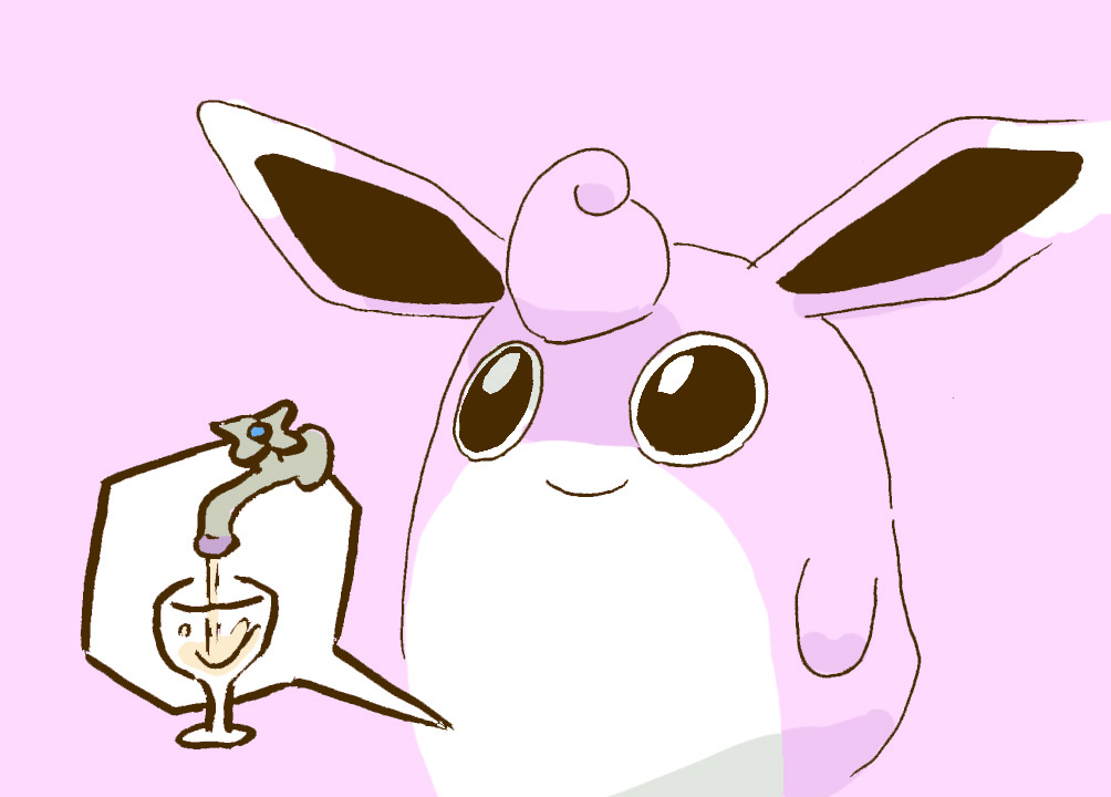 2019 ambiguous_gender container cup double_entendre drinking_glass front_view generation_1_pokemon get_it_go glass glass_container glass_cup nintendo pictographics pink_background pink_body pink_theme pokemon pokemon_(species) simple_background smile solo speech_bubble wigglytuff wine_glass