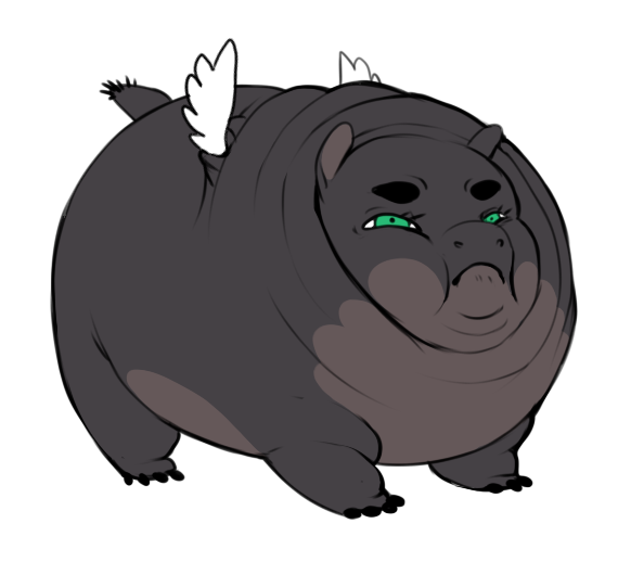 ambiguous_gender feral green_eyes grey_skin hippo nude obese overweight reaction_image revadiehard solo wings