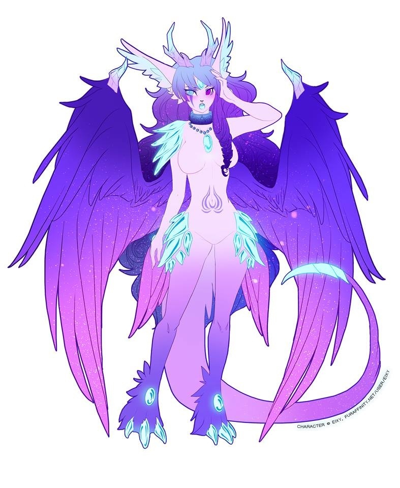 celestial claws crystals dawniie dragon eishe eishehad eix eixy fluffy furdrake glowing heterochromia icebanshee invalid_color stars wings xarzisk