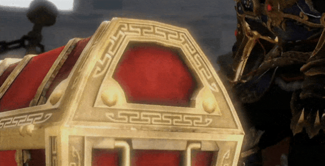 1boy animated animated_gif chest epic ganondorf male_focus piece_of_heart pteruges red_hair the_legend_of_zelda treasure_chest zelda_musou