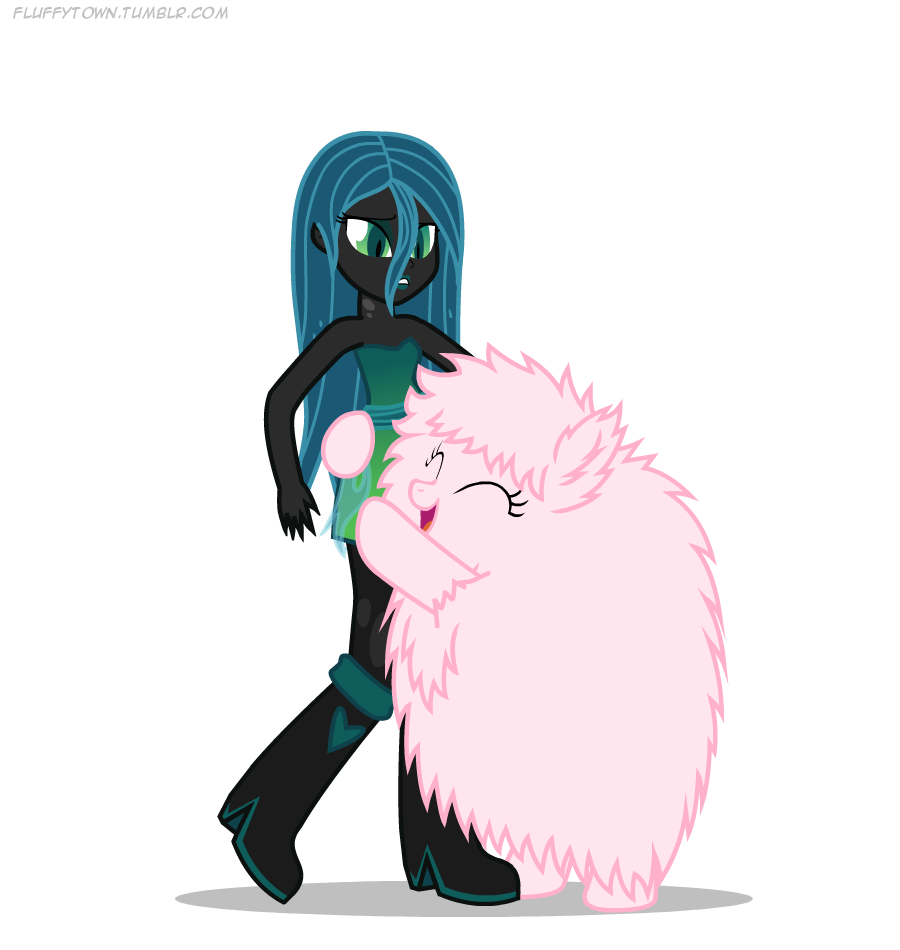 &lt;3 2014 alpha_channel boots clothing dress earth_pony equestria_girls equine eyes_closed female fluffle_puff fluffy green_eyes green_hair hair horse hug human humanized mammal mixermike622 my_little_pony plain_background pony queen_chrysalis_(eg) slit_pupils transparent_background