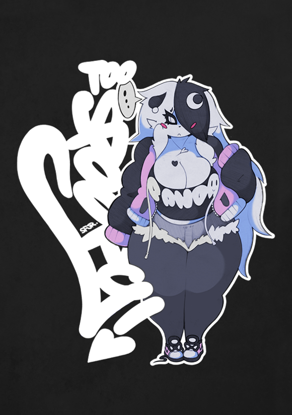 bear big_breasts breasts chubby cleavage clothed clothing emo fringe ghost goth graffiti hair hoodie huge_breasts long_hair luna_the_panda_bear mammal overweight panda shoes simple_background slit_eyes smutbunny spirit tattoo thick_thighs urban wide_hips