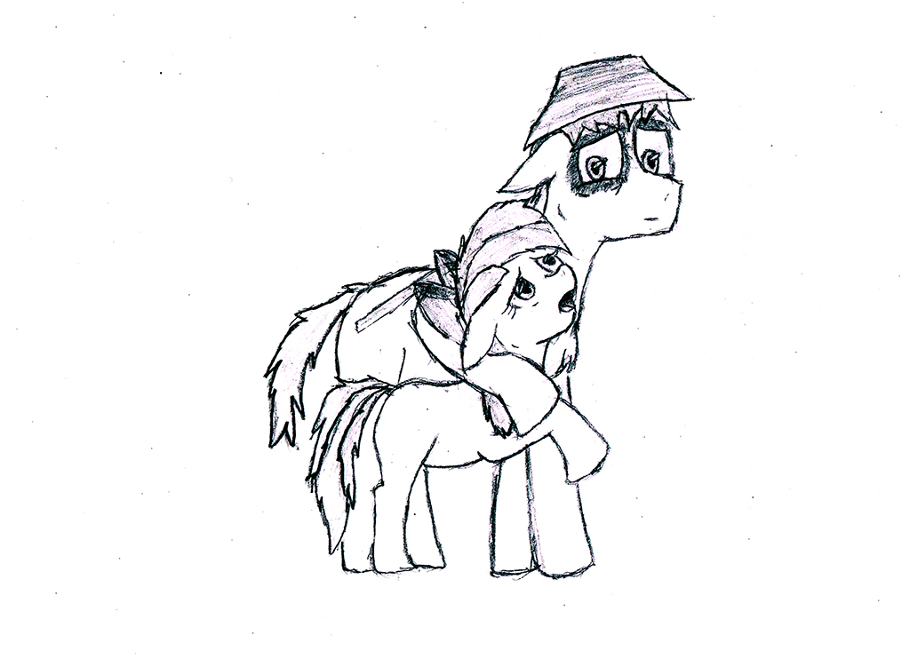 apple_bloom_(mlp) derpsickle equine female friendship_is_magic future hat horse male mammal my_little_pony oc:derpsickle pony rake worried