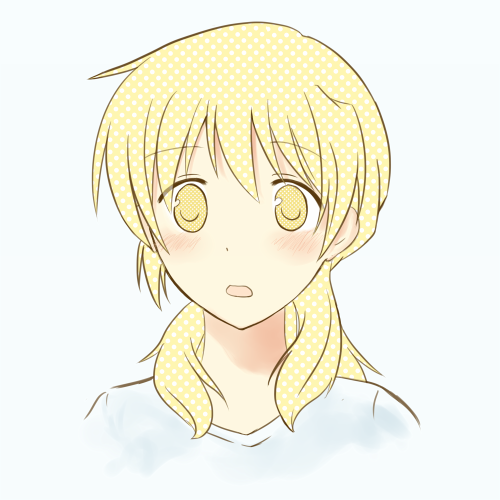 1girl bad_id bad_pixiv_id blonde_hair blush hidamari_sketch kujou_danbo long_hair miyako_(hidamari_sketch) solo upper_body yellow_eyes