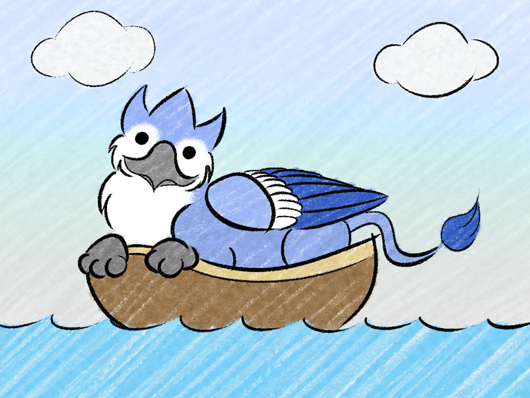 2011 ambiguous_gender animated avian boat cute dracovar_valeford gryphon looking_at_viewer solo tagme wings