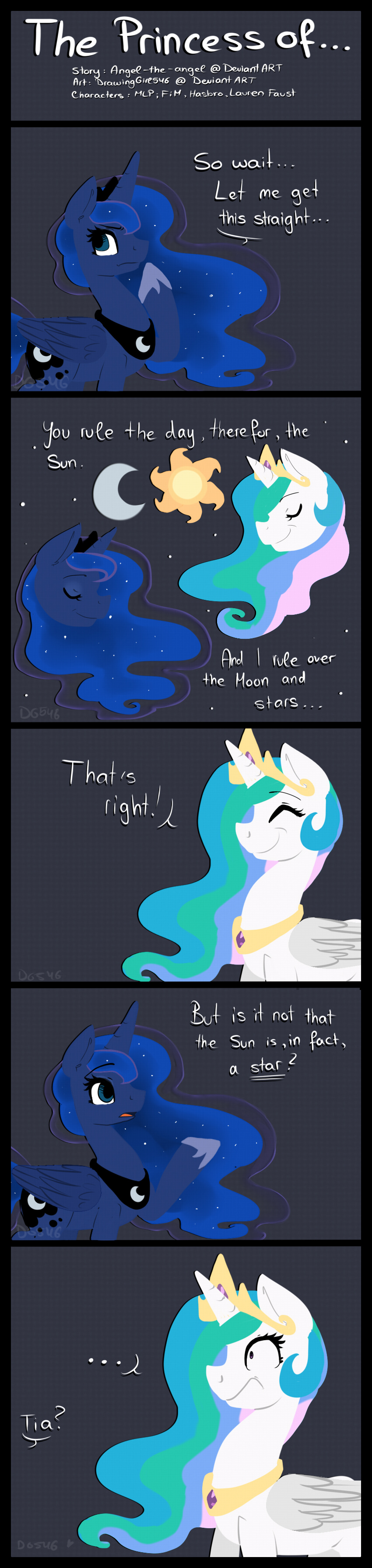 ... 2014 blue_fur dialog drawinggirl546 duo english_text equine eyes_closed female feral friendship_is_magic fur hair horn horse long_hair mammal my_little_pony princess_celestia_(mlp) princess_luna_(mlp) sibling sisters smile text white_fur winged_unicorn wings