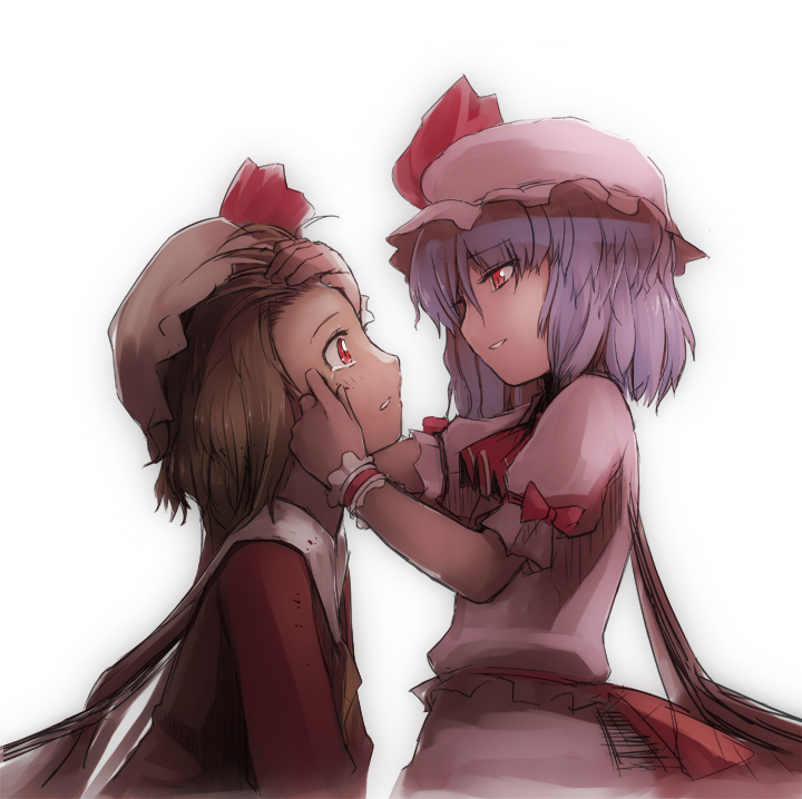 duplicate flandre_scarlet kurobuta_gekkan multiple_girls remilia_scarlet siblings sisters tears touhou