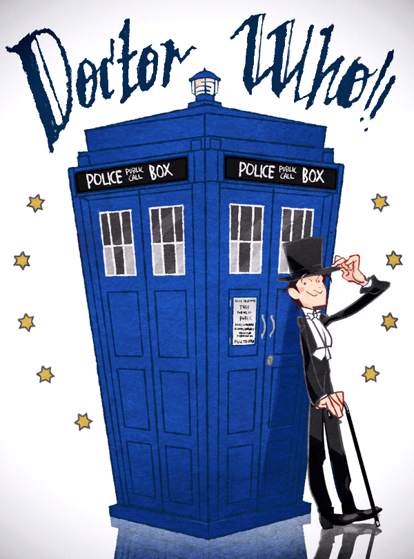 bow bowtie cane doctor_who eleventh_doctor hat image_sample kamaboko_(moyaciv) male_focus md5_mismatch pixiv_sample solo star_(sky) tardis the_doctor tuxedo