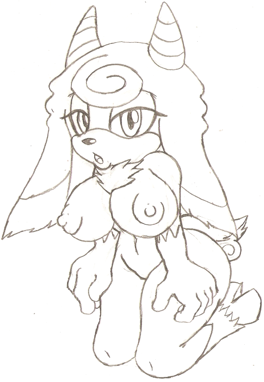 big_breasts breasts caprine chest_tuft cotton_candy curls erect_nipples female fur hooves horn kneeling long_ears mammal nipples nude plain_background sheep sitting sketch solo sonic_style swirl tuft warpzoan