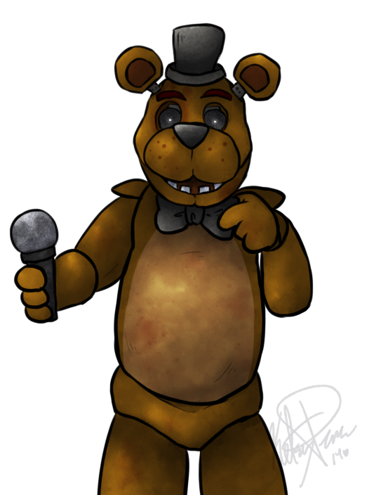 2014 animatronic bear five_nights_at_freddy's freddy_(fnaf) hat kamikitty looking_at_viewer machine male mammal mechanical open_mouth plain_background queenkami robot solo teeth video_games