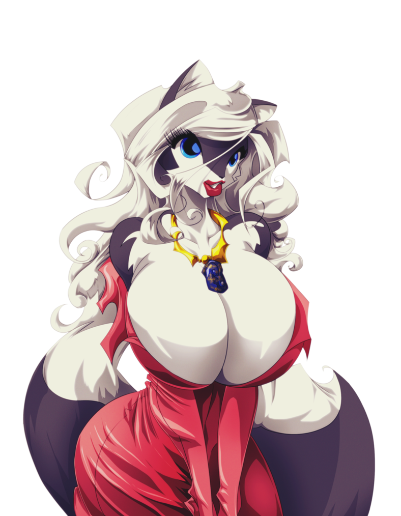 avoid_posting aw08 big_breasts big_lips blue_eyes breasts cleavage clothed clothing conditional_dnp female hair huge_breasts jollyjack lips necklace solo white_hair