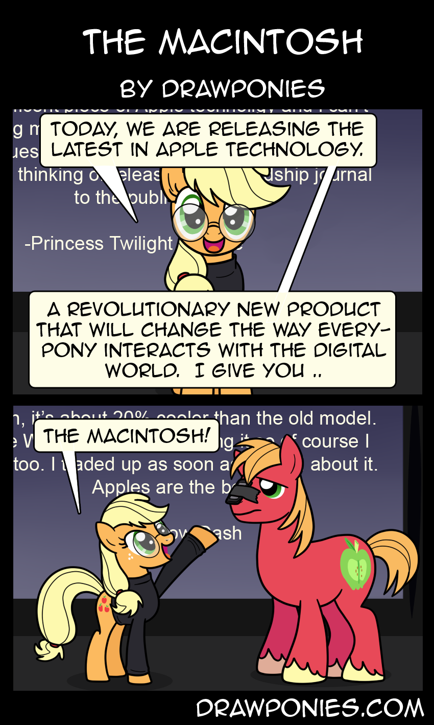 2014 applejack_(mlp) big_macintosh_(mlp) blonde_hair brother_and_sister cellphone clothing cutie_mark dialog drawponies duo earth_pony english_text equine eyewear female freckles friendship_is_magic glasses green_eyes hair horse iphone male mammal my_little_pony phone pony sibling tape text