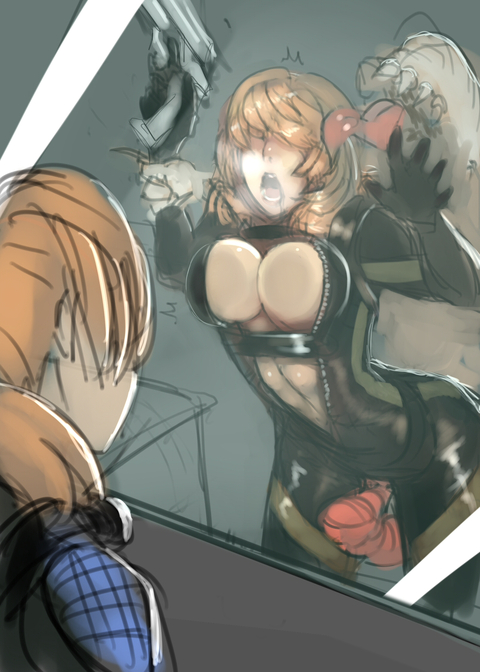 against_glass bestiality breasts cleavage gun hair_over_eyes jill_valentine large_breasts licking monster multiple_girls open_clothes rachael_foley rape resident_evil resident_evil_revelations tentacle_sex tentacles tongue unizama weapon wetsuit window wrist_grab