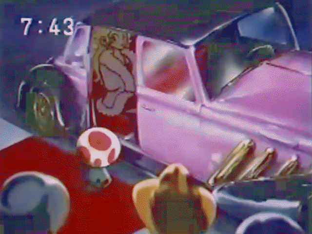 animated animated_gif blonde_hair car legs motor_vehicle nintendo peach princess princess_peach super_mario_all_stars super_mario_bros. toad vehicle wink
