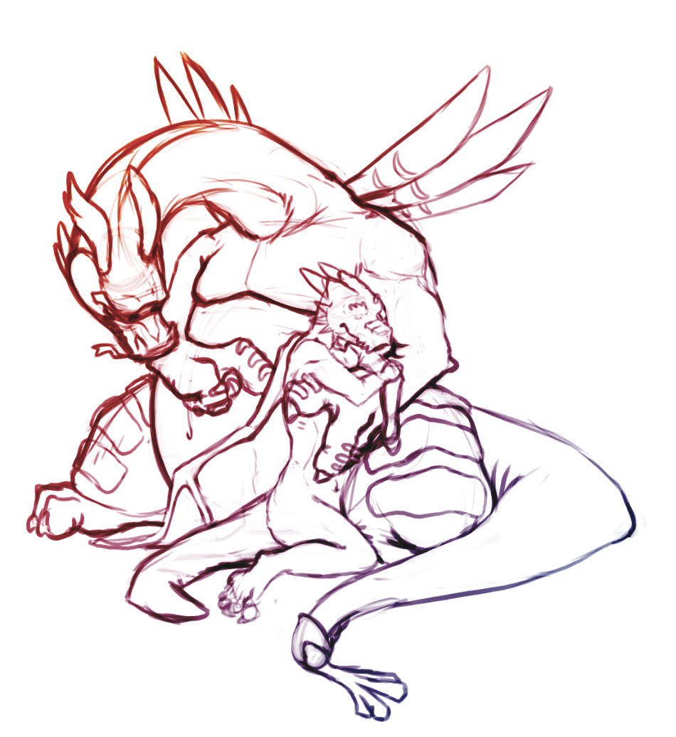 2009 anthro belly big_belly chubby claws cuddling dragon duo embrace horn hug kronexfire legend_of_zelda long_neck male nintendo nude plain_background scalie sketch syrusdragon the_legend_of_zelda valoo video_games white_background wind_waker wings
