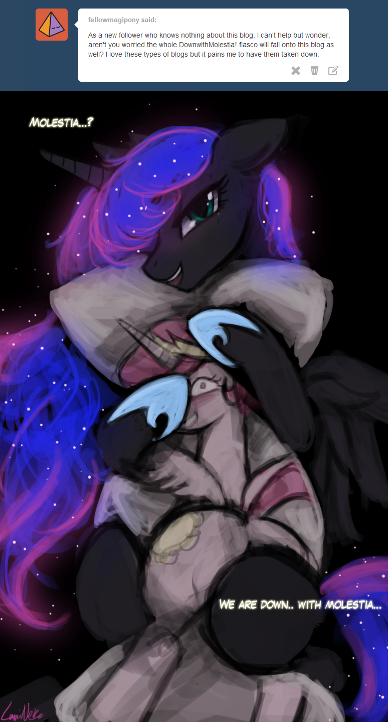 2014 butt cutie_mark dakimakura dialog english_text equine female friendship_is_magic hair horn long_hair lumineko mammal my_little_pony pillow princess_celestia_(mlp) princess_luna_(mlp) princess_molestia_(mlp) solo text tumblr winged_unicorn wings