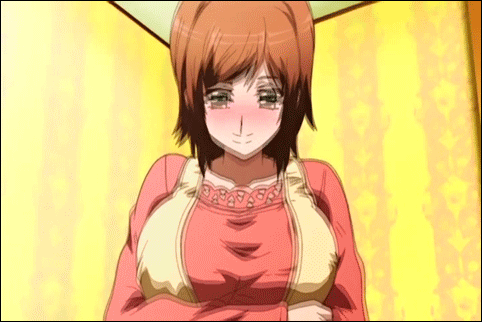 animated animated_gif areolae blush bouncing_breasts breast_press breasts brown_eyes brown_hair cleavage clothes erect_nipples huge_breasts large_breasts long_hair lowres nipples nude open_mouth tennen_koi-iro_alcohol undressing