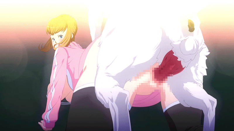 1girl all_fours animated animated_gif bent_over bestiality censored doggystyle from_behind happy_sex okiyo rush_rise_line sex vaginal