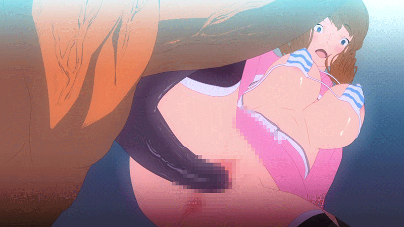 1girl animated animated_gif bestiality breasts brown_hair censored horse okiyo rush_rise_line sex spooning vaginal
