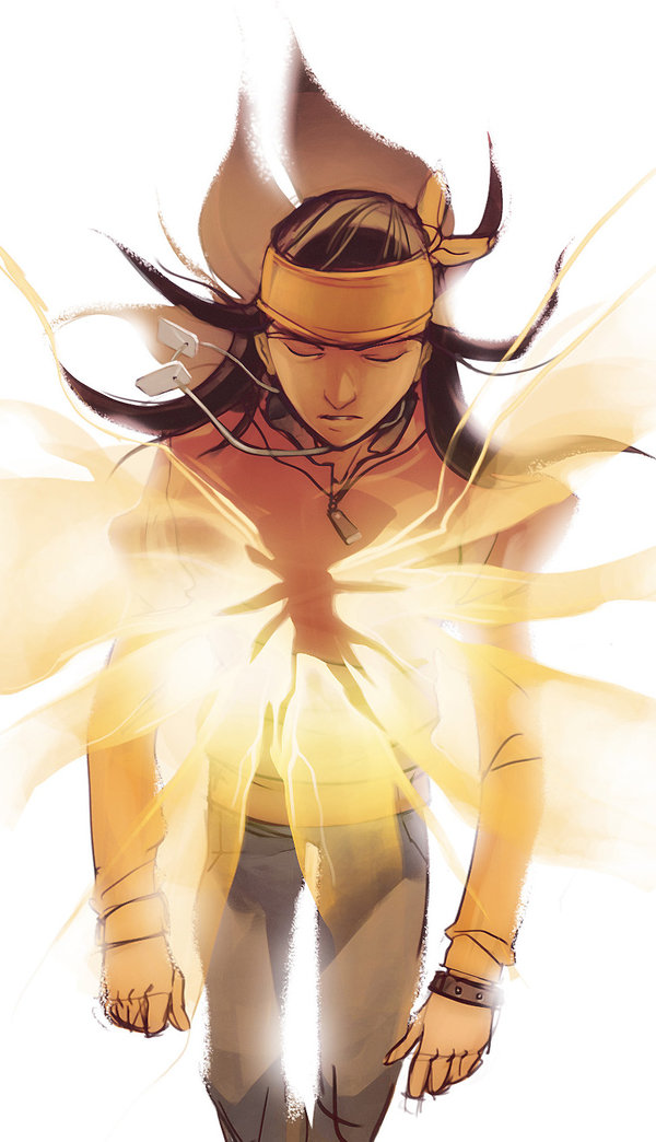 apache_chief black_hair bracelet dark_skin dc_comics denim dog_tags dou_hong eyes_closed glowing headband jacket jeans jewelry long_shadow male male_focus necklace pants solo tye_longshadow white_background young_justice:_invasion