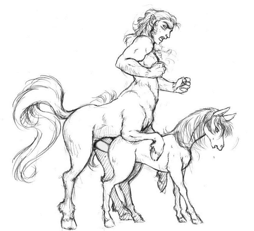 bestiality blush centaur decensored dr_comet furry horse mare_(horse) monochrome sweat