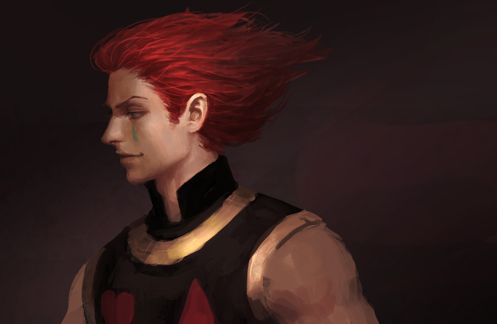 1boy diaodiao hisoka_(hunter_x_hunter) hunter_x_hunter male male_focus red_hair smile solo