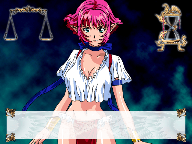 1girl aliasing animated animated_gif blush bounce bouncing_breasts breasts cala embarrassed exploding_clothes game green_eyes large_breasts loincloth looking_at_viewer neck_ribbon nipples no_bra open_mouth pink_hair pointy_ears short_hair sogna solo topless torn_clothes undressing viper viper_rsr viper_typing