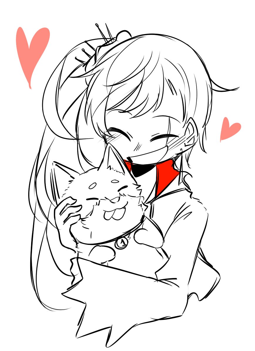 1girl blush dog hugging rwby weiss_schnee welsh_corgi zwei_(rwby)