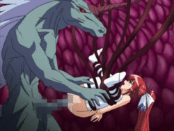 1girl animated animated_gif arms_behind_back bestiality blue_eyes breasts censored forced hair_ornament helpless horse huge_penis in'youchuu large_insertion leg_grab legs_up long_hair moaning monster no_shoes nude penis ponytail profile rape red_hair restrained sex shiratori_mikoto side spread_legs tentacle thigh_grab thighhighs unicorn vaginal white_legwear