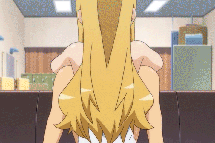 1boy 1girl animated animated_gif ass blonde_hair breasts censored cleavage clothed_female_nude_male cowgirl_position female girl_on_top incest katekano_idol_sister long_hair panties panties_aside penis pink_panties pussy school sex straddling takano_ayaka testicles thighhighs underwear upright_straddle vaginal wavy_hair
