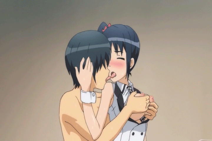 1boy 1girl animated animated_gif between_breasts blush breast_grab breasts breasts_outside censored cleavage clothed_female_nude_male eyes_closed female french_kiss grabbing kamii_maki katekano_idol_sister kiss no_bra open_clothes open_mouth open_shirt pussy school sex shirt side_ponytail tongue tongue_out