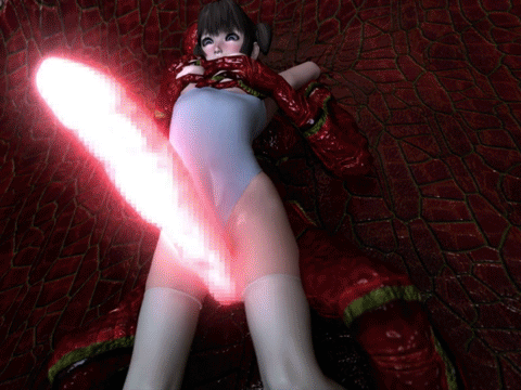3d a_third_dimension animated animated_gif large_insertion large_penis leotard lowres monster penis rape restrained short_hair stomach_bulge surprised tentacle through_clothes vaginal