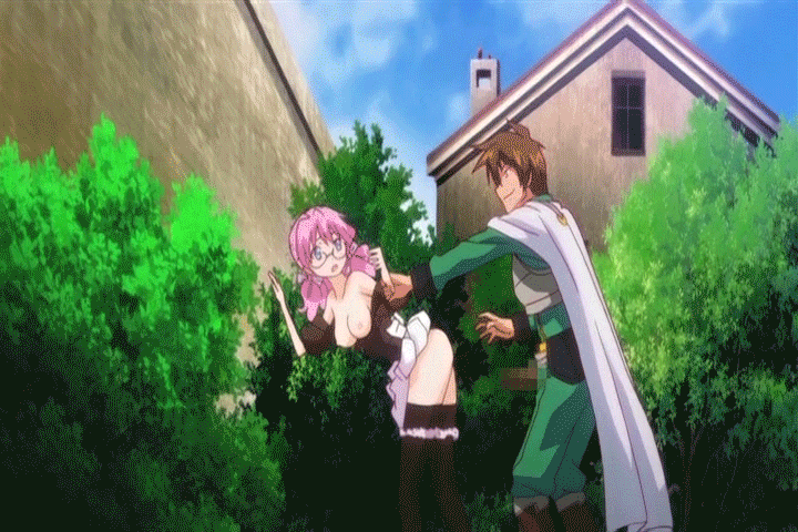 animated_gif blue_eyes breasts censored glasses grin imminent_sex large_breasts pink_hair rance_01 sex sill_plain skirt smile thighhighs