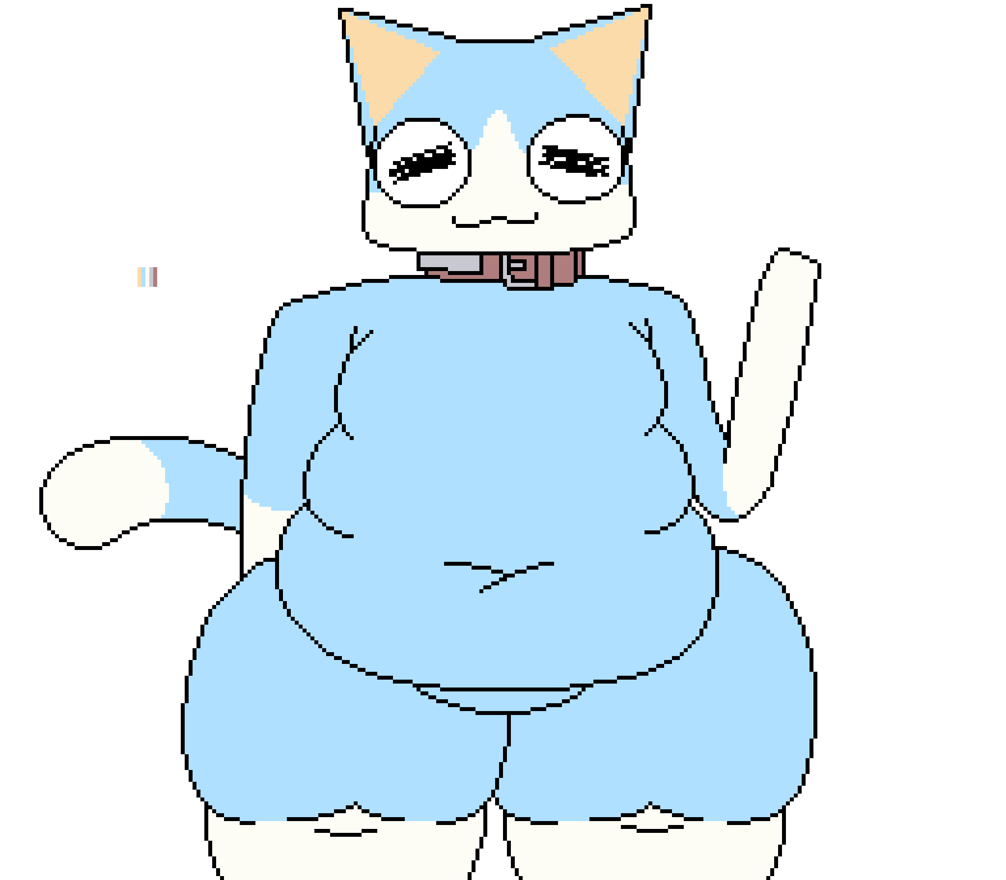 anthro belly doko_demo_issho domestic_cat felid feline felis hi_res ltwopin male mammal overweight solo sora thick_thighs
