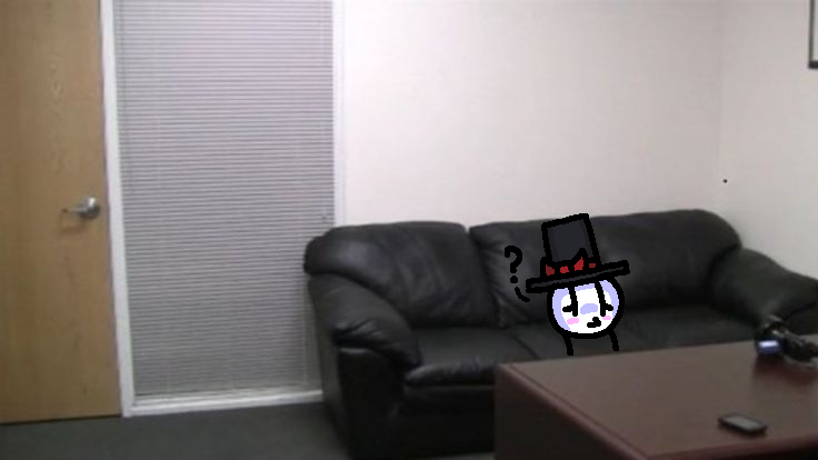 ball blush bow_accessory casting_couch clothing confusion female freg freg_(species) hat headgear headwear liminal_spaces meme solo therandomlad top_hat tophat_freg what where_is_your_god_now white_body