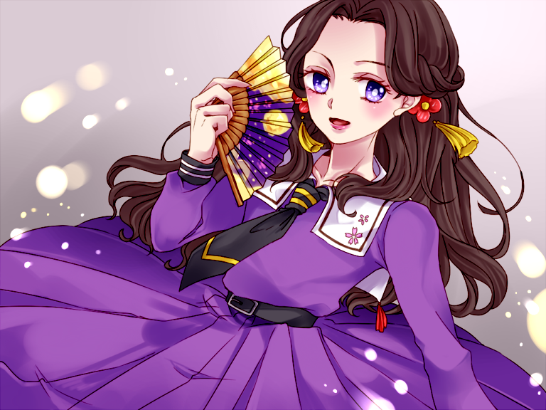 aikatsu! aikatsu!_(series) asaya fan folding_fan fujiwara_miyabi_(aikatsu!) himezakura_girls'_academy_uniform school_uniform solo